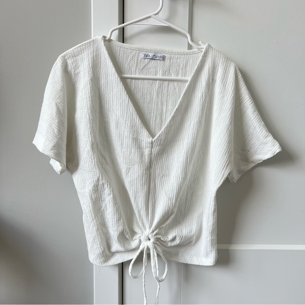 Zara v-neck crinkle top